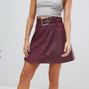 ASOS leather look mini skater skirt with belt